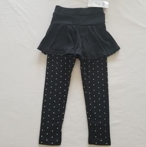 NWT Black Polka Dot Skirted Leggings 4T